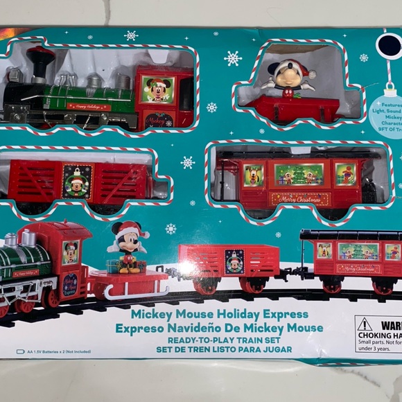 Disney MICKEY MOUSE Holiday Christmas BATTERY Train Set 12 Pieces NEW IN BOX - Picture 2 of 11